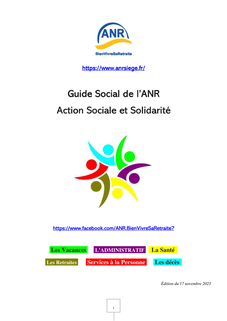 Couverture du Guide Social de l'ANR — Action Sociale et Solidarité